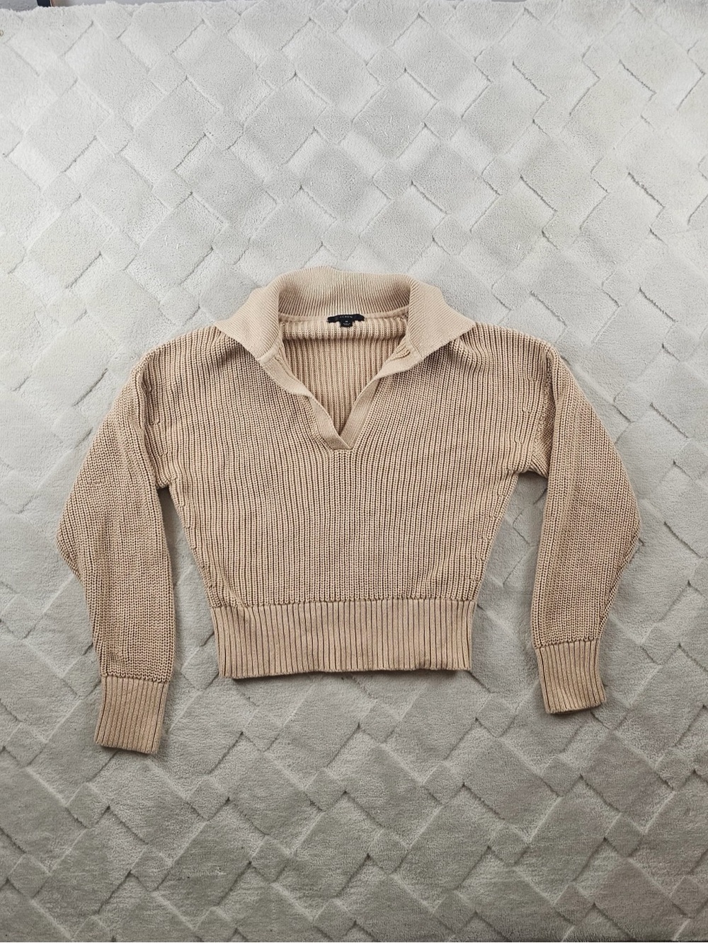 J Crew Sweater Womens Medium Collared Pullover Ribbed Reimagined Long Sleeve